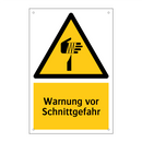 Warnung vor Schnittgefahr
