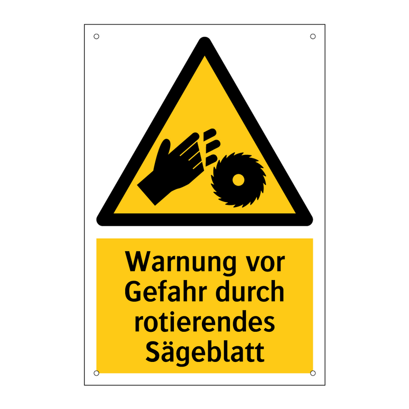 Warnung vor Gefahr durch rotierendes Sägeblatt