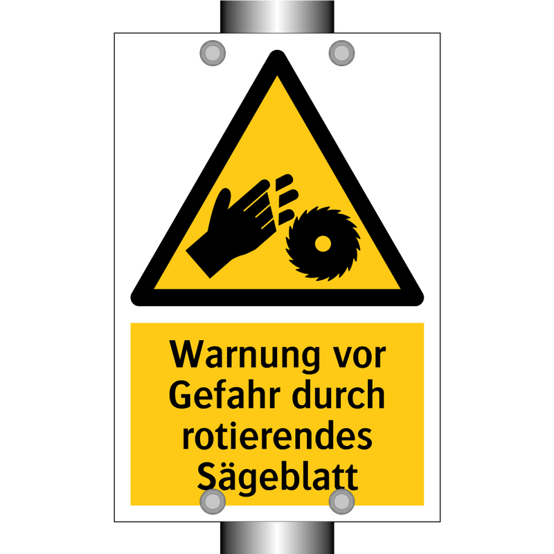Warnung vor Gefahr durch rotierendes Sägeblatt
