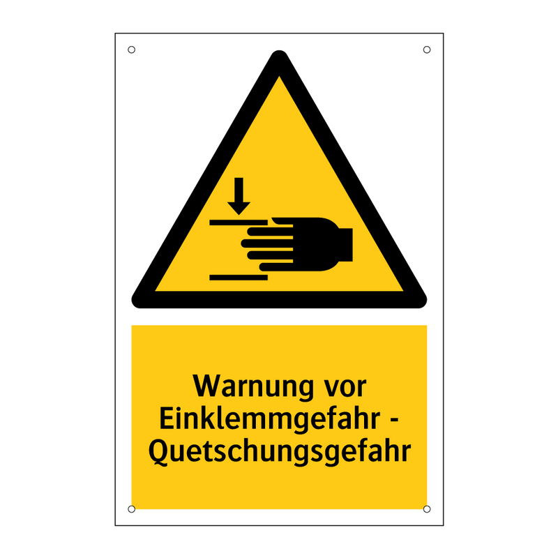 Warnung vor Einklemmgefahr - Quetschungsgefahr