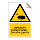 Warnung vor Einklemmgefahr - Quetschungsgefahr