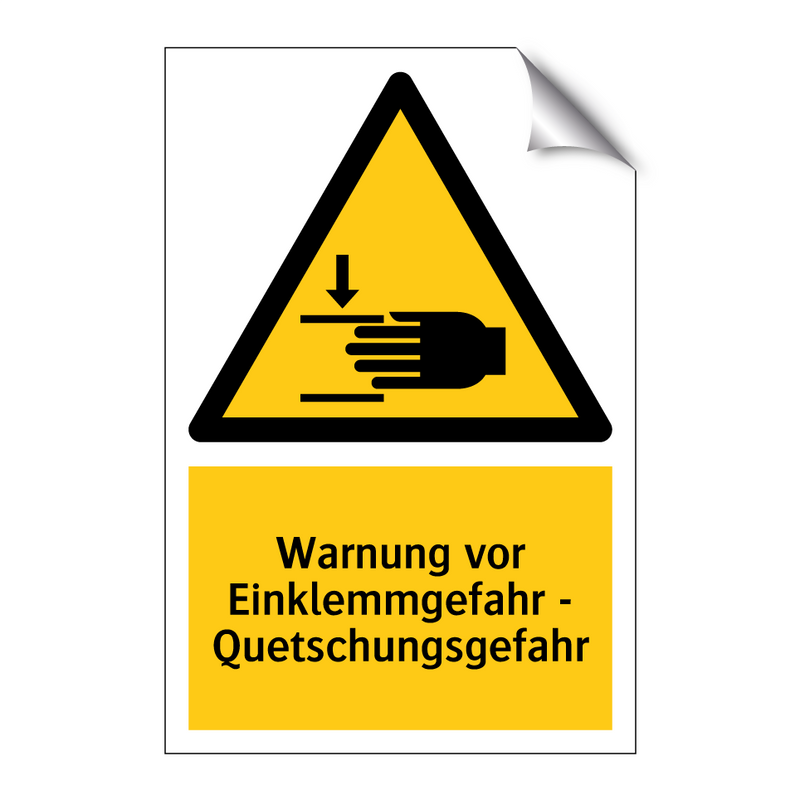 Warnung vor Einklemmgefahr - Quetschungsgefahr