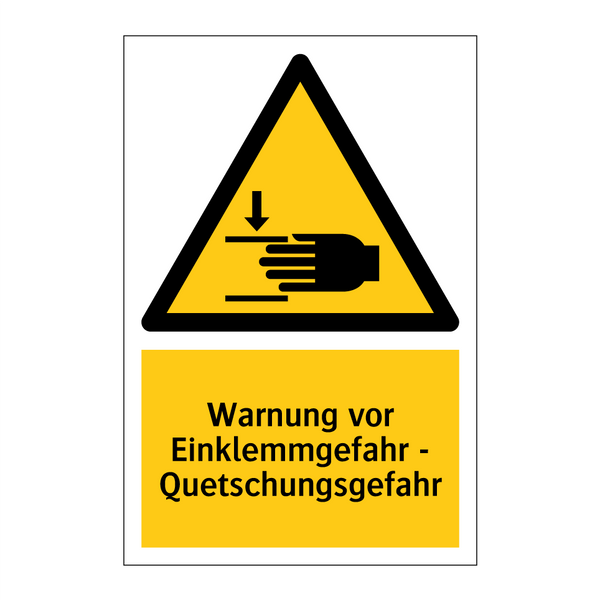 Warnung vor Einklemmgefahr - Quetschungsgefahr