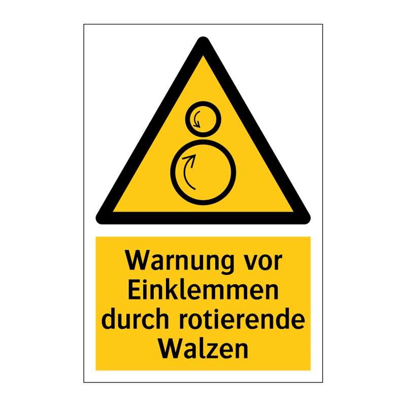 Warnung vor Einklemmen durch rotierende Walzen