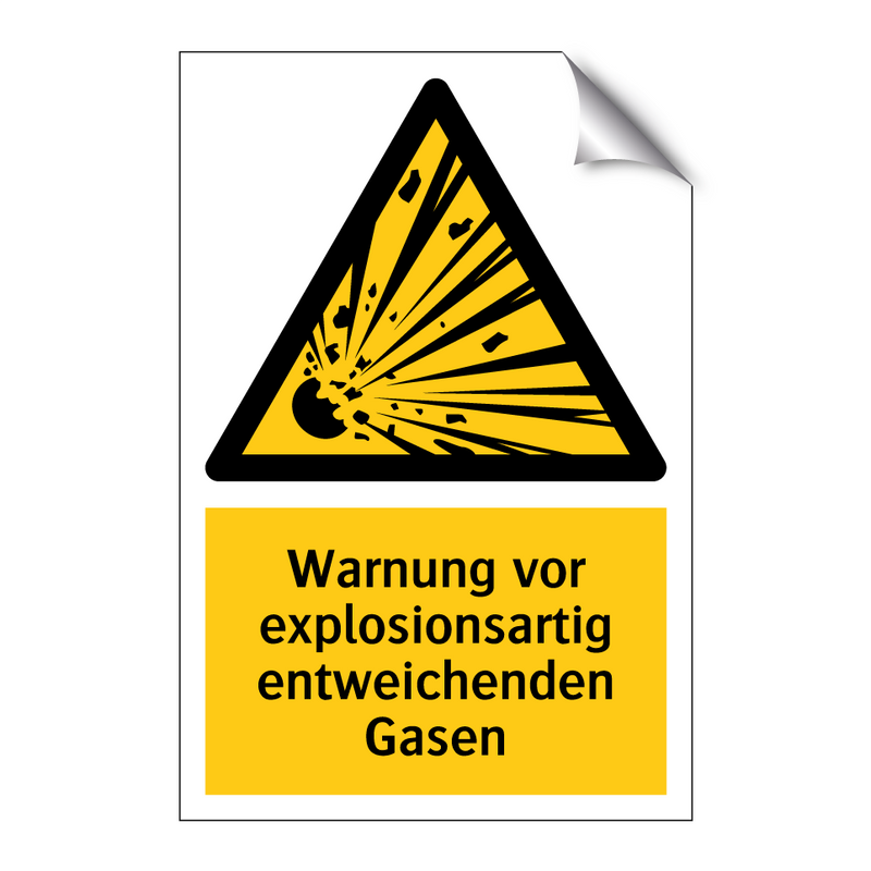 Warnung vor explosionsartig entweichenden Gasen