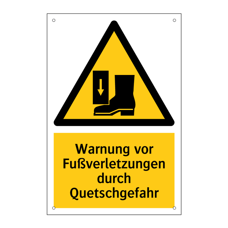 Warnung vor Fußverletzungen durch Quetschgefahr