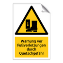 Warnung vor Fußverletzungen durch Quetschgefahr