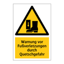 Warnung vor Fußverletzungen durch Quetschgefahr