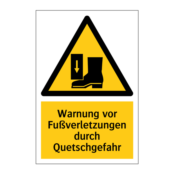 Warnung vor Fußverletzungen durch Quetschgefahr
