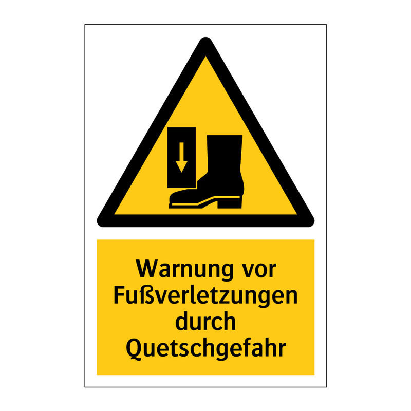 Warnung vor Fußverletzungen durch Quetschgefahr