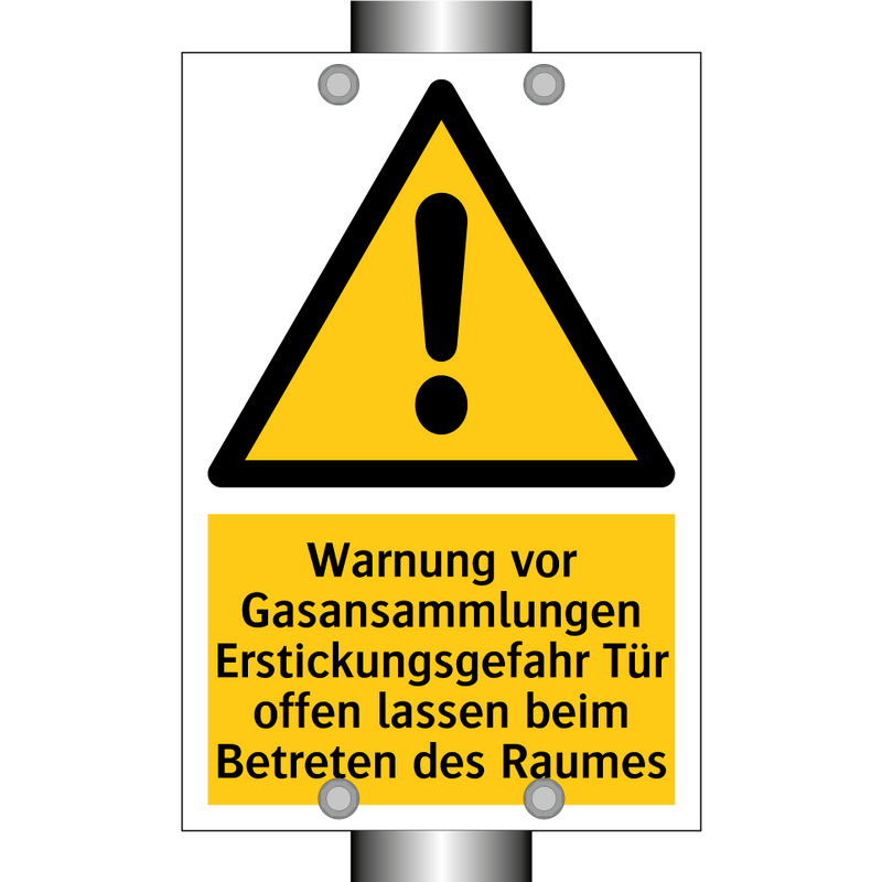 Warnung vor Gasansammlungen Erstickungsgefahr Tür offen lassen beim Betreten des Raumes