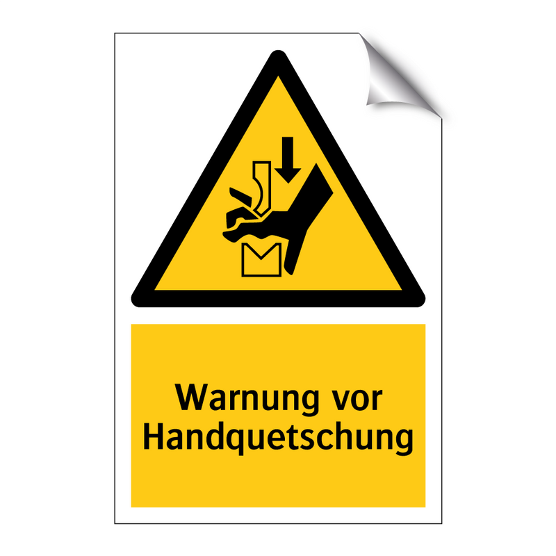 Warnung vor Handquetschung