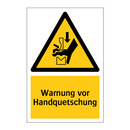 Warnung vor Handquetschung