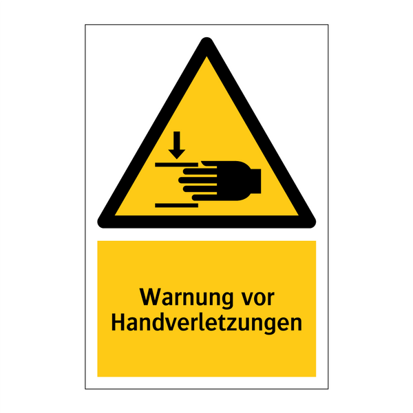 Warnung vor Handverletzungen