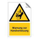 Warnung vor Handverletzung