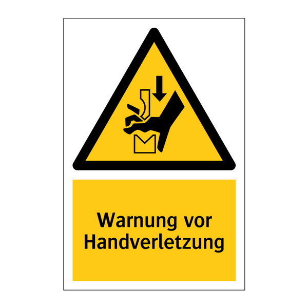 Warnung vor Handverletzung