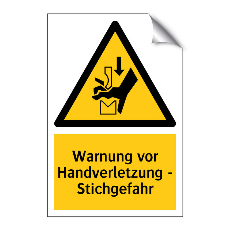 Warnung vor Handverletzung - Stichgefahr