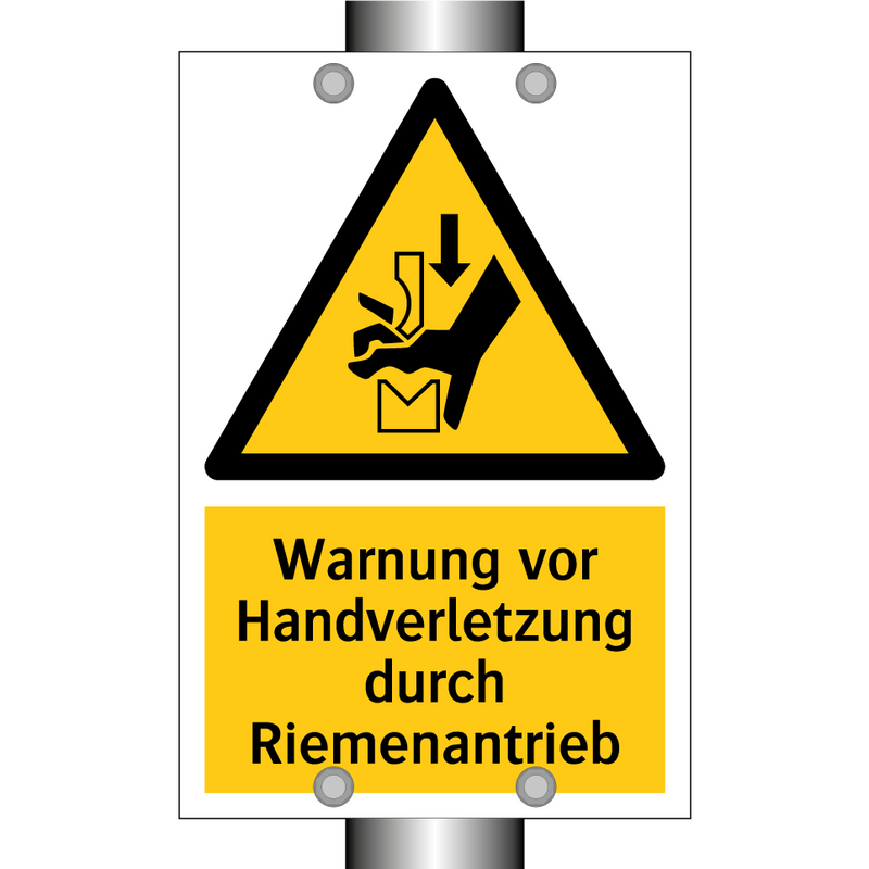 Warnung vor Handverletzung durch Riemenantrieb