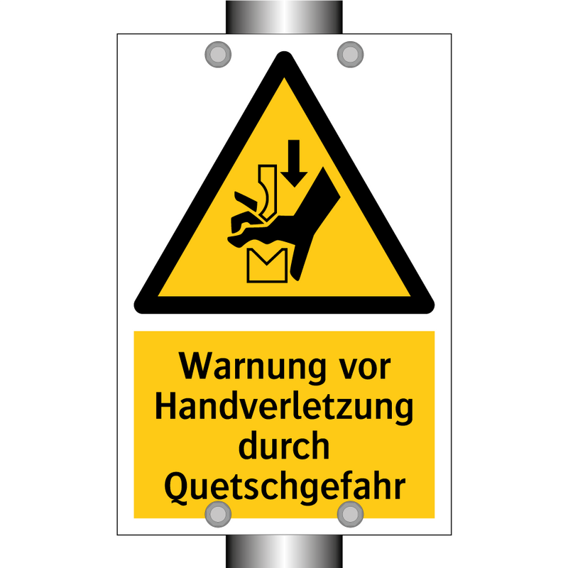 Warnung vor Handverletzung durch Quetschgefahr