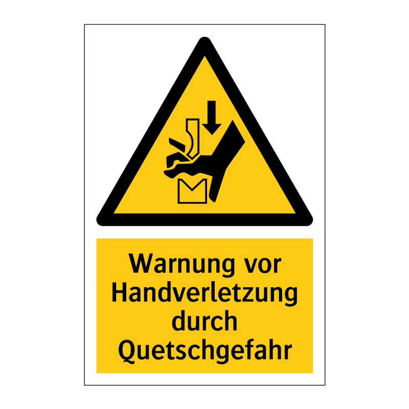 Warnung vor Handverletzung durch Quetschgefahr