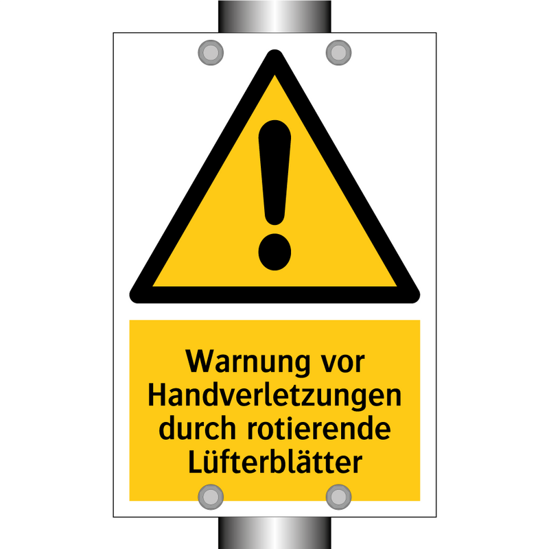 Warnung vor Handverletzungen durch rotierende Lüfterblätter