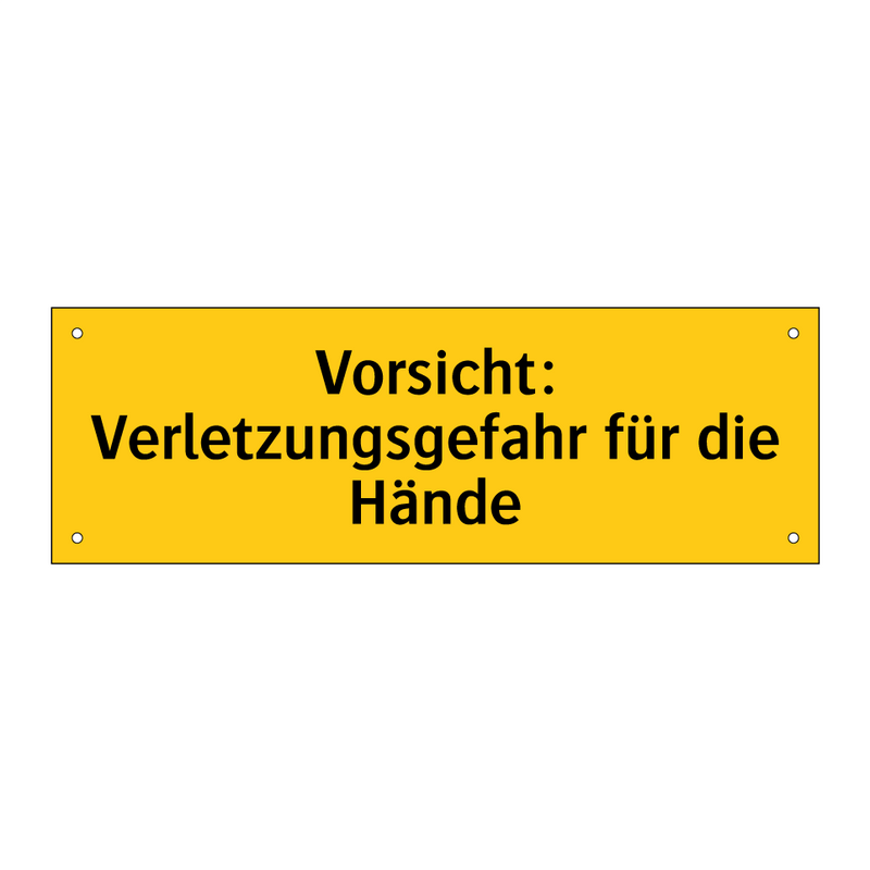 Vorsicht: Verletzungsgefahr für die Hände