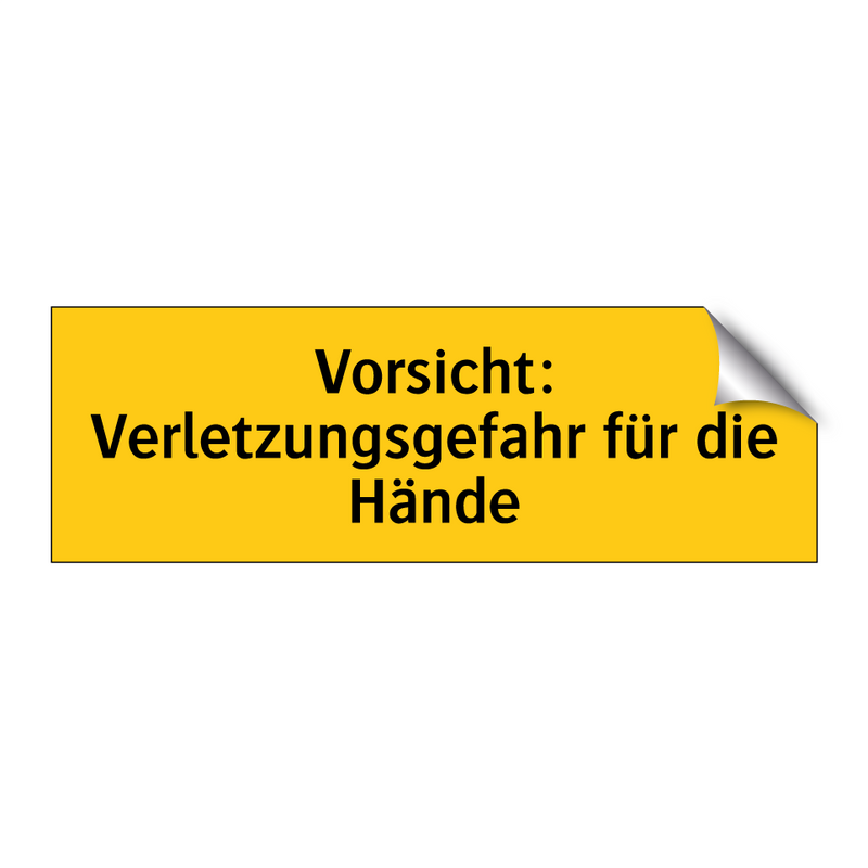 Vorsicht: Verletzungsgefahr für die Hände