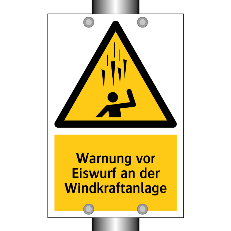 Warnung vor Eiswurf an der Windkraftanlage