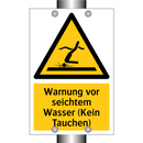 Warnung vor seichtem Wasser (Kein Tauchen)