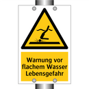 Warnung vor flachem Wasser Lebensgefahr
