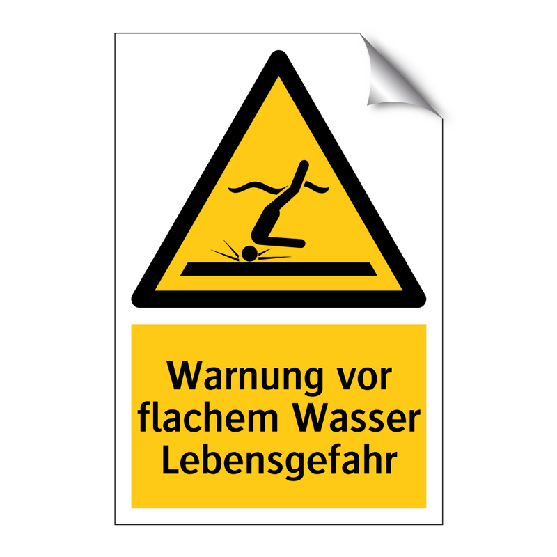 Warnung vor flachem Wasser Lebensgefahr