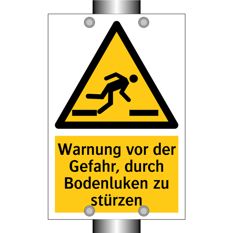 Warnung vor der Gefahr, durch Bodenluken zu stürzen