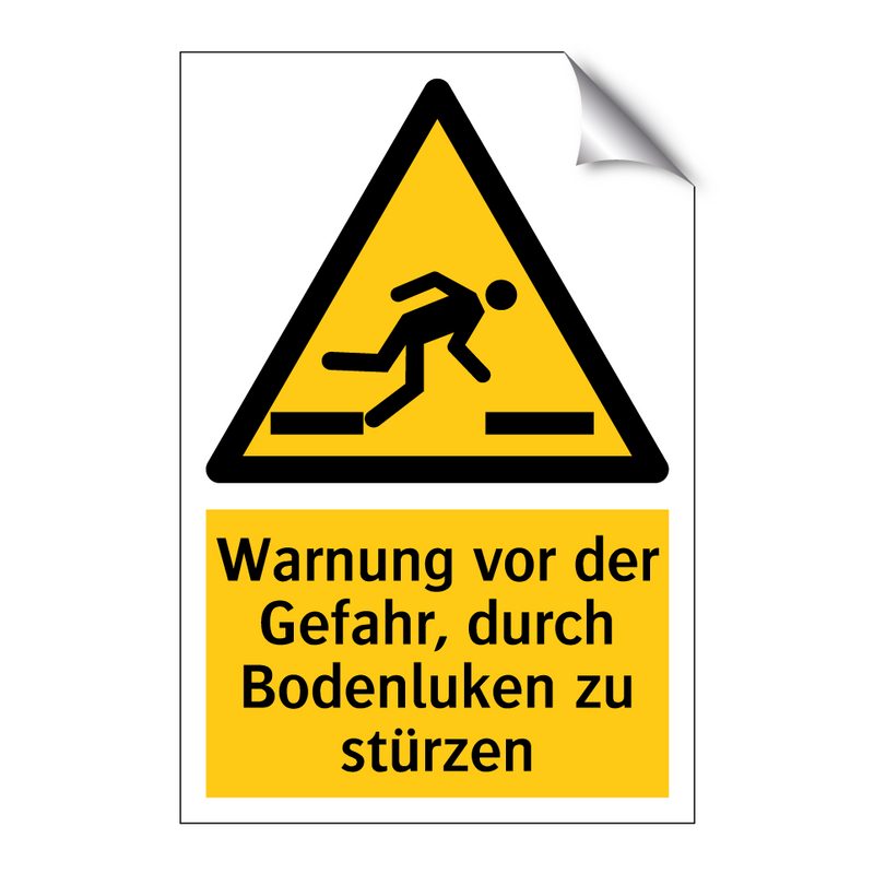 Warnung vor der Gefahr, durch Bodenluken zu stürzen