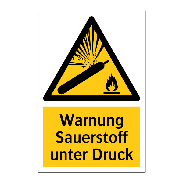 Warnung Sauerstoff unter Druck