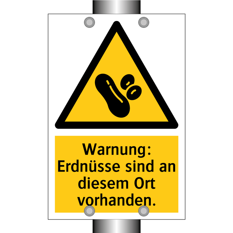 Warnung: Erdnüsse sind an diesem Ort vorhanden.