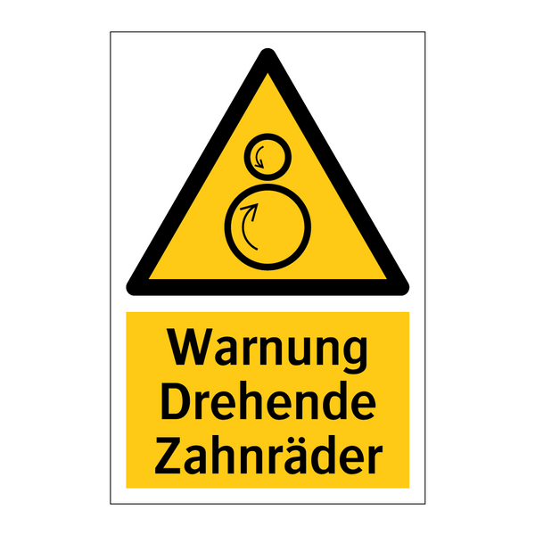 Warnung Drehende Zahnräder