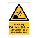 Warnung Plötzliche Tiefe in Schwimm- oder Wasserbecken