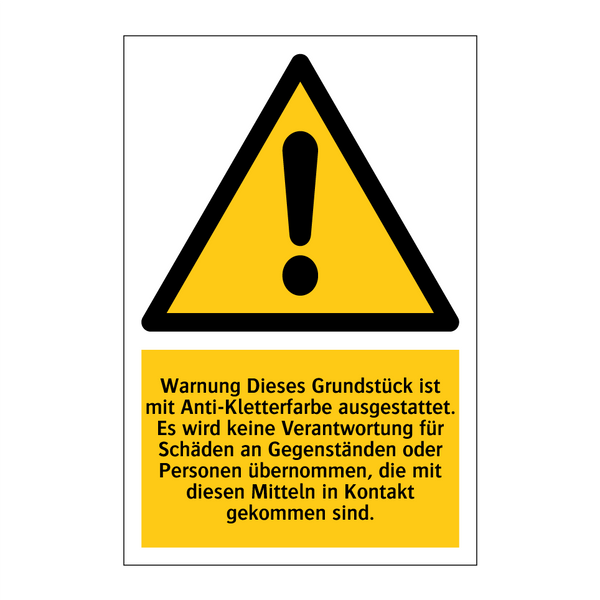 Warnung Dieses Grundstück ist mit Anti-Kletterfarbe ausgestattet. Es wird keine Verantwortung für Schäden an Gegenständen oder Personen übernommen, die mit diesen Mitteln in Kontakt gekommen sind.