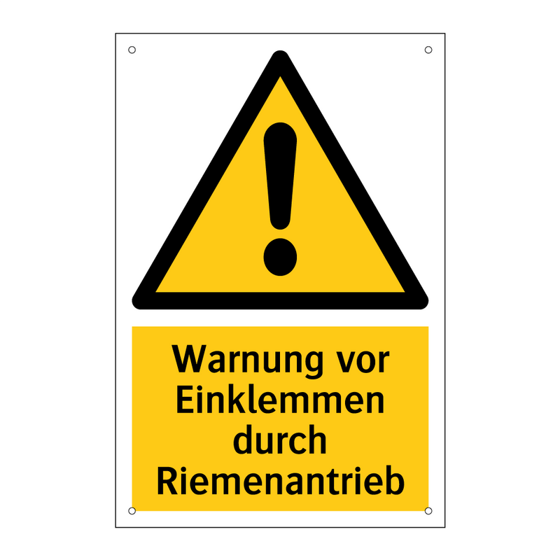 Warnung vor Einklemmen durch Riemenantrieb