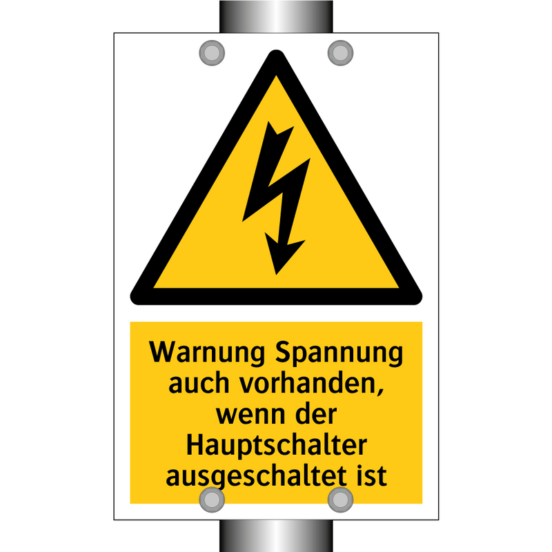 Warnung Spannung auch vorhanden, wenn der Hauptschalter ausgeschaltet ist
