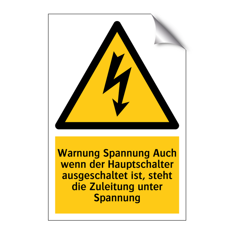 Warnung Spannung Auch wenn der Hauptschalter ausgeschaltet ist, steht die Zuleitung unter Spannung