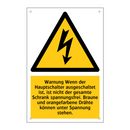 Warnung Wenn der Hauptschalter ausgeschaltet ist, ist nicht der gesamte Schrank spannungsfrei. Braune und orangefarbene Drähte können unter Spannung stehen.