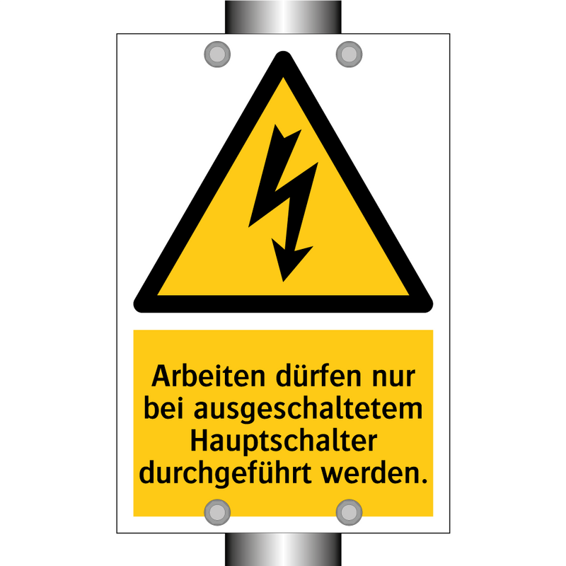 Arbeiten dürfen nur bei ausgeschaltetem Hauptschalter durchgeführt werden.