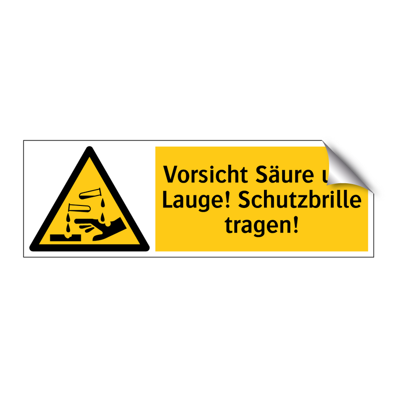 Vorsicht Säure und Lauge! Schutzbrille tragen!