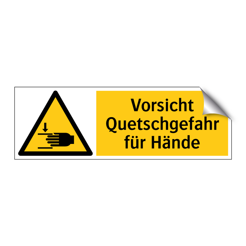 Vorsicht Quetschgefahr für Hände