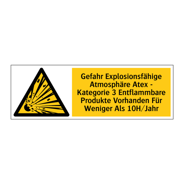 Gefahr Explosionsfähige Atmosphäre Atex - Kategorie 3 Entflammbare Produkte Vorhanden Für Weniger Als 10H/Jahr