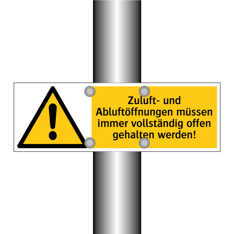 Zuluft- und Abluftöffnungen müssen immer vollständig offen gehalten werden!