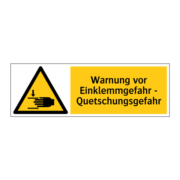 Warnung vor Einklemmgefahr - Quetschungsgefahr