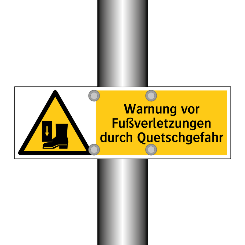 Warnung vor Fußverletzungen durch Quetschgefahr