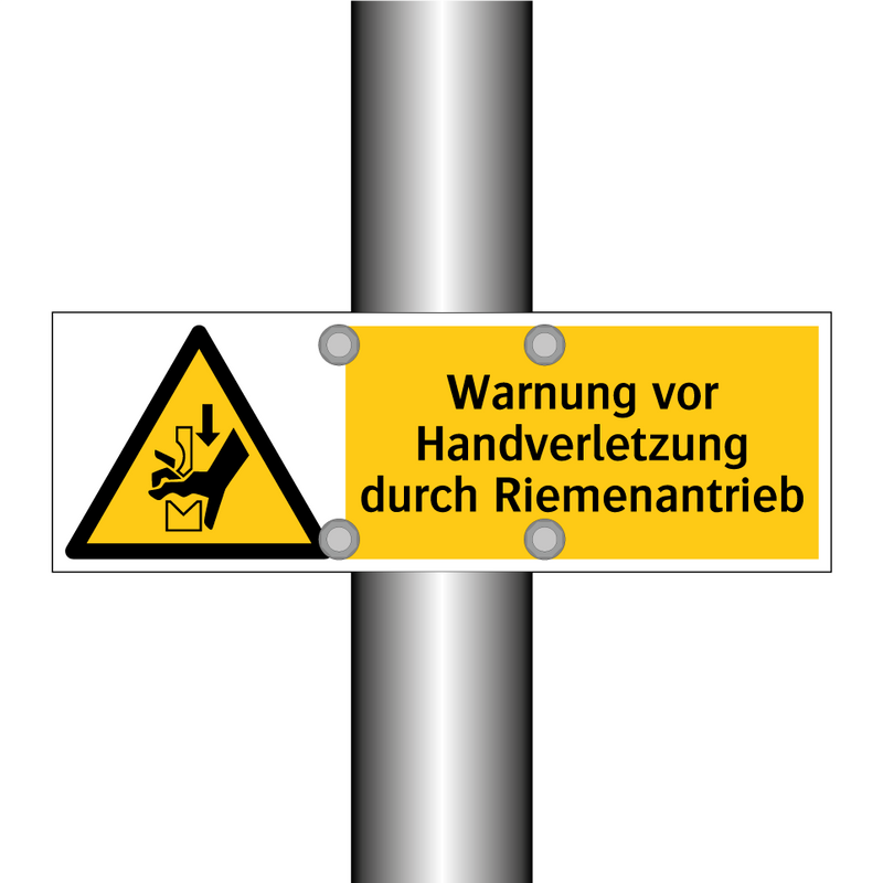 Warnung vor Handverletzung durch Riemenantrieb